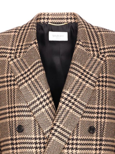 Saint Laurent double-breasted check blazer - Brown