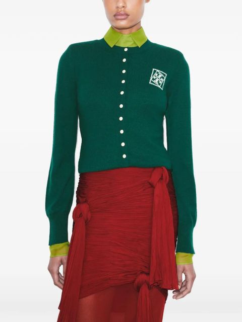 Tory Burch button emblem cardigan - Green - zdjęcie produktu nr 2