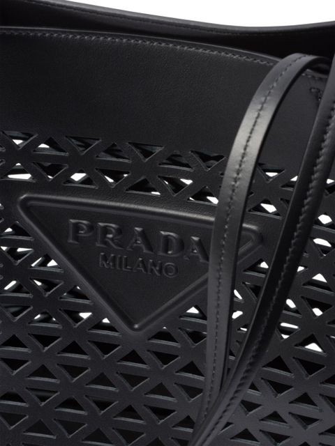 Prada logo-perforated tote bag - Black
