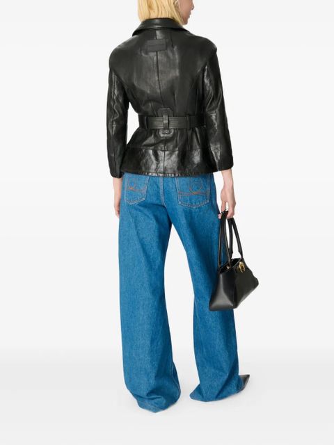 Marine Serre Moon leather jacket - Black