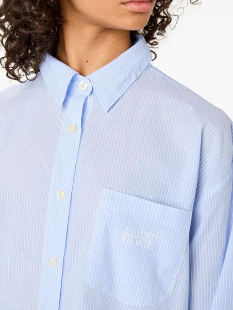 American Vintage Eluabird striped-pattern patch-pocket shirt - Blue