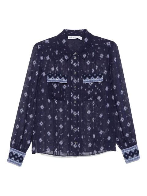 Self-Portrait patterned chiffon blouse - Blue - zdjęcie produktu nr 1