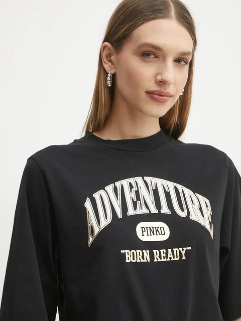 Pinko t-shirt bawełniany damski kolor czarny 104604 A2CS