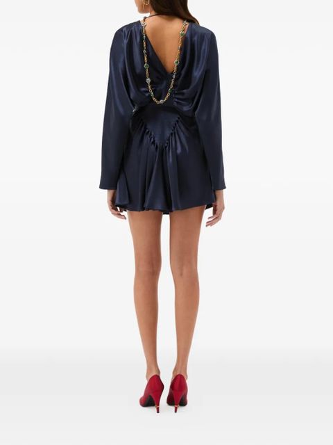 Versace V-neck panelled mini dress - Blue