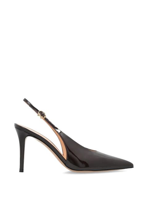 Gianvito Rossi Robbie patent-leather slingback pumps - Brown - zdjęcie produktu nr 1