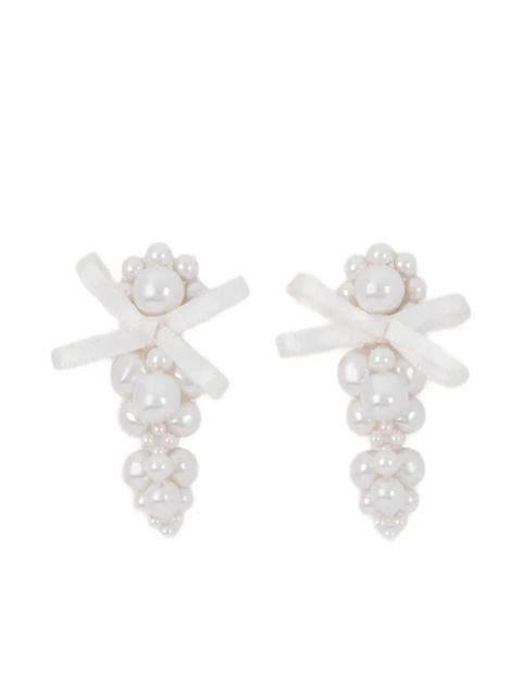 Simone Rocha bow-detail pearl-cluster earrings - White - zdjęcie produktu nr 1