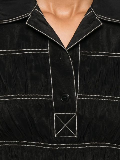 Nanushka smocked-detail shirt - Black