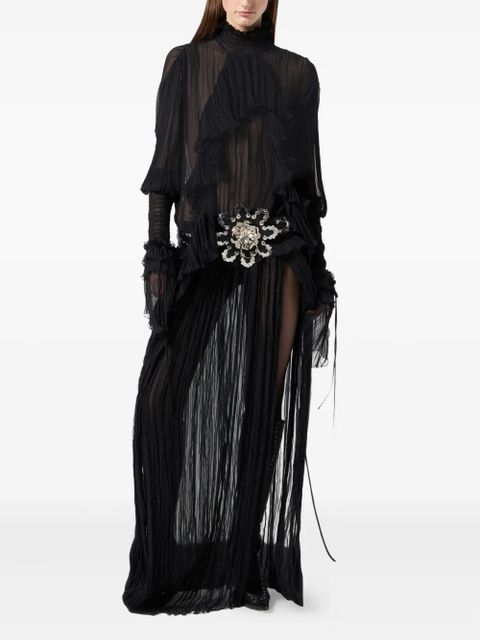 Blumarine pleated ruffled maxi dress - Black - zdjęcie produktu nr 2