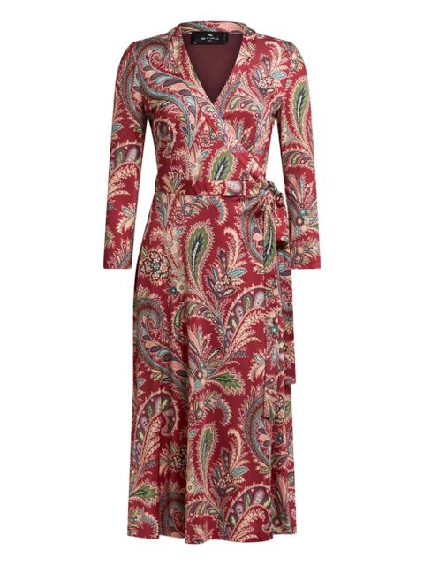 ETRO paisley-print wrap midi dress - Red - zdjęcie produktu nr 1