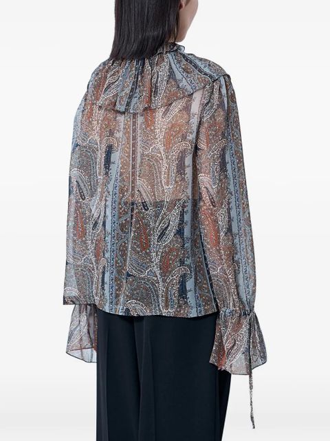 Saint Laurent pierrot collar drawstring blouse - Blue