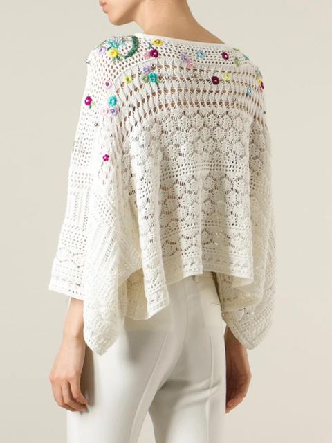 PUCCI embroidered crochet poncho - White