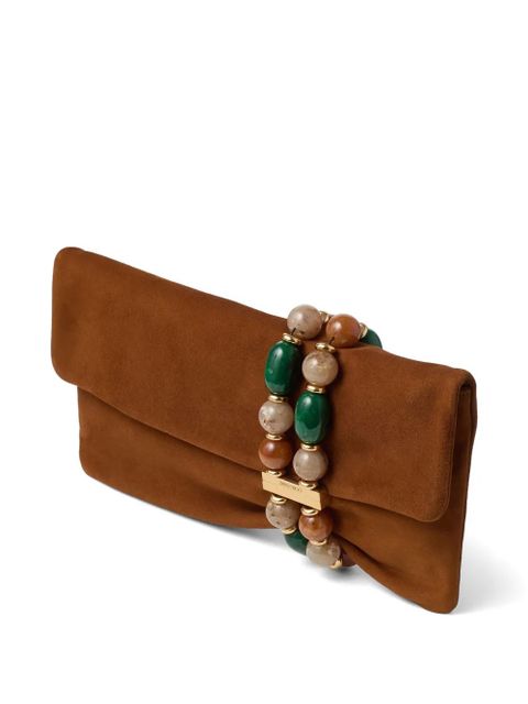 Jimmy Choo Zandra bead-embellished clutch bag - Brown