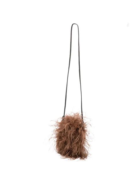 Yves Salomon feather satchel - Brown