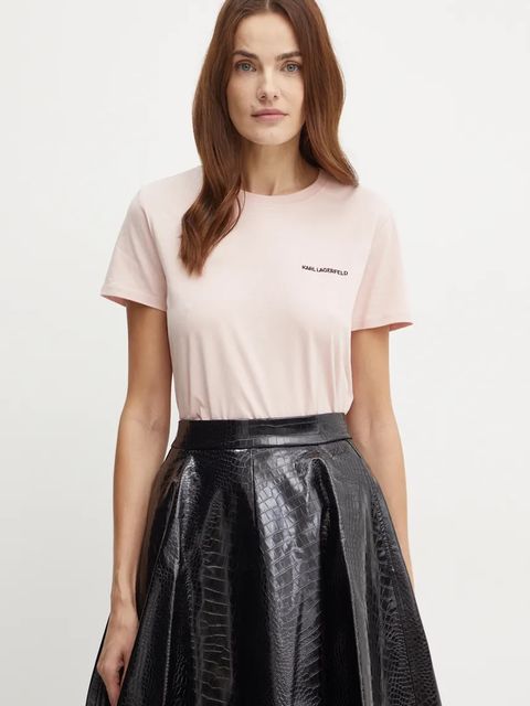 Karl Lagerfeld t-shirt bawełniany damski kolor różowy 245W1714 - zdjęcie produktu nr 1