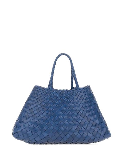 DRAGON DIFFUSION small Santa Croce hand-woven leather tote bag - Blue - zdjęcie produktu nr 1