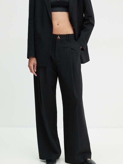 AERON spodnie damskie kolor czarny szerokie high waist CRPA249474 - zdjęcie produktu nr 1