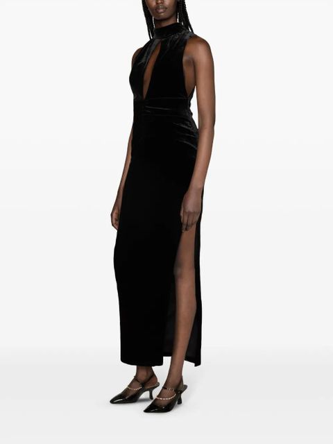 Alessandra Rich ruched velvet gown - Black