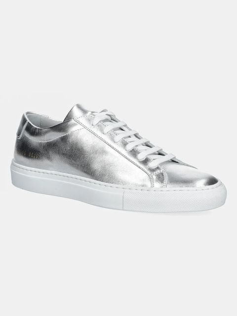 Common Projects sneakersy skórzane Achilles Shiny damskie kolor srebrny 6185 - zdjęcie produktu nr 1