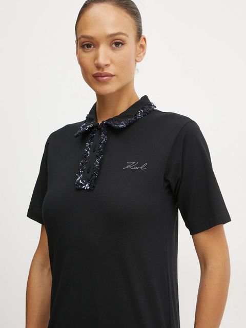 Karl Lagerfeld sukienka bawełniana kolor czarny mini prosta A1W13042