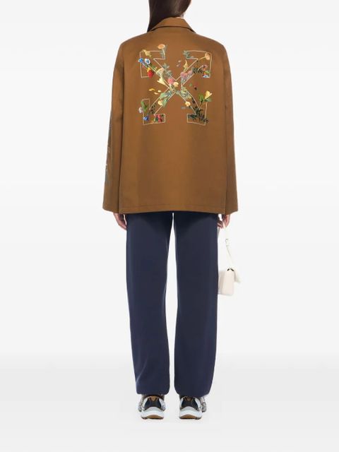 Off-White Aarrow floral twill jacket - Brown