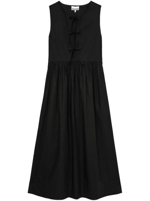 GANNI bow-detail cotton midi dress - Black - zdjęcie produktu nr 1