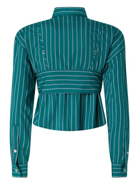 PINKO striped-pattern tie-front shirt - Green - zdjęcie produktu nr 2