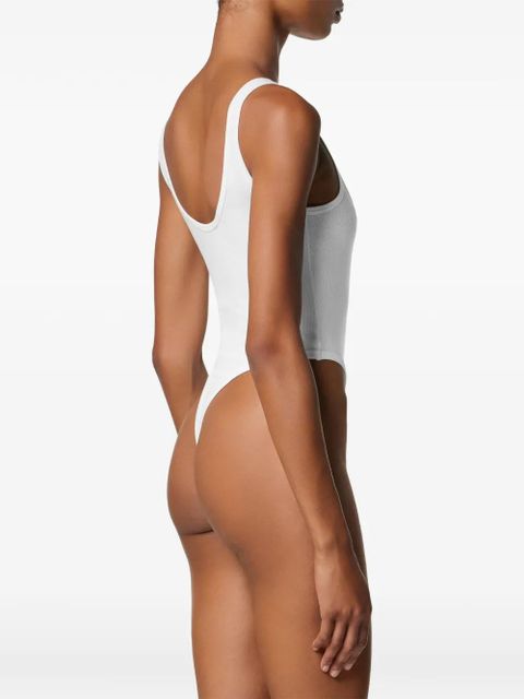 Versace logo-embroidery ribbed bodysuit - White