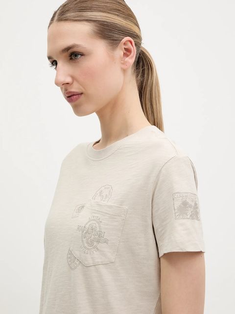 Napapijri t-shirt bawełniany S-Eclair damski kolor beżowy NP0A4IG1N901