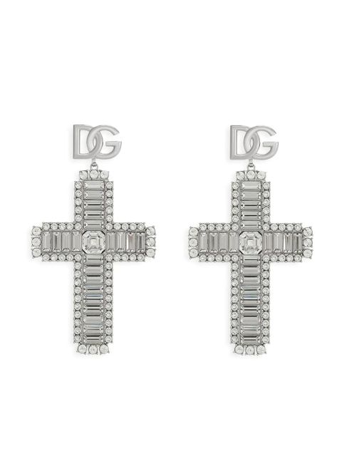 Dolce & Gabbana KIM DOLCE&GABBANA rhinestone-embellished cross earrings - Silver - zdjęcie produktu nr 1