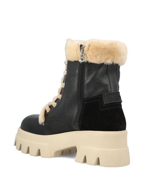 BOGNER shearling-trim lace-up combat boots - Black