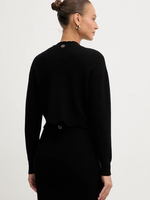 Twinset sweter z domieszką wełny damski kolor czarny 252TT3210 - zdjęcie produktu nr 2