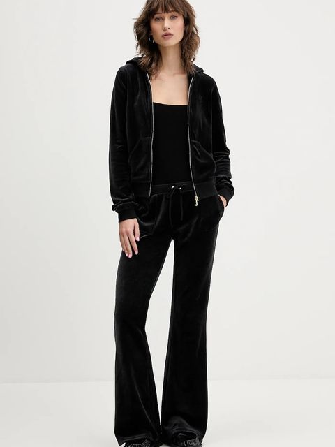 Juicy Couture bluza HERITAGE ROBYN HOODIE damska kolor czarny z kapturem z aplikacją JCSEBJ007G - zdjęcie produktu nr 2