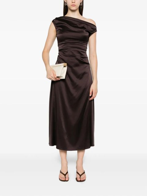 STAUD cowl-neck draped dress - Brown