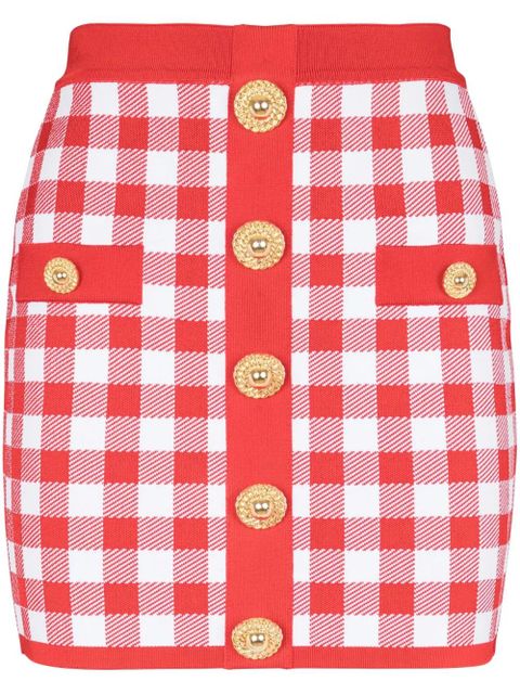 Balmain gingham fine-knit miniskirt - Red - zdjęcie produktu nr 1