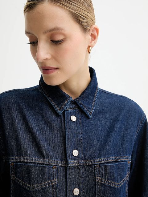 Marc O'Polo kombinezon jeansowy kolor granatowy bawełniany z kołnierzykiemm 5000006876