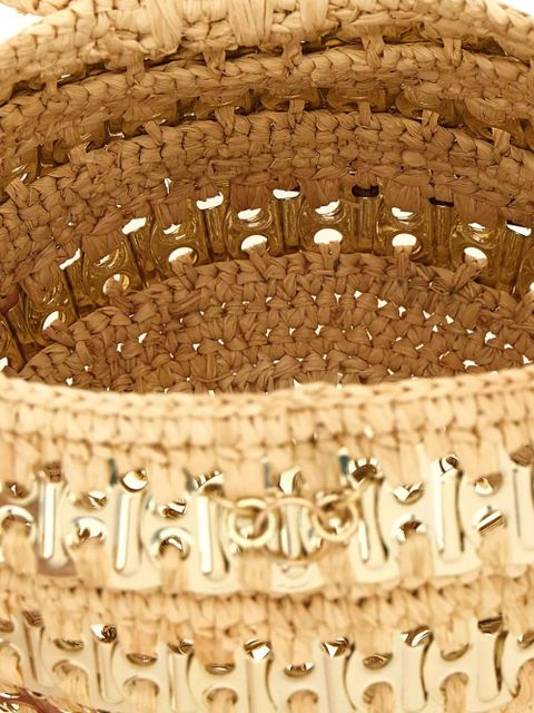 Rabanne 1969 metal-disc raffia ball handbag - Neutrals