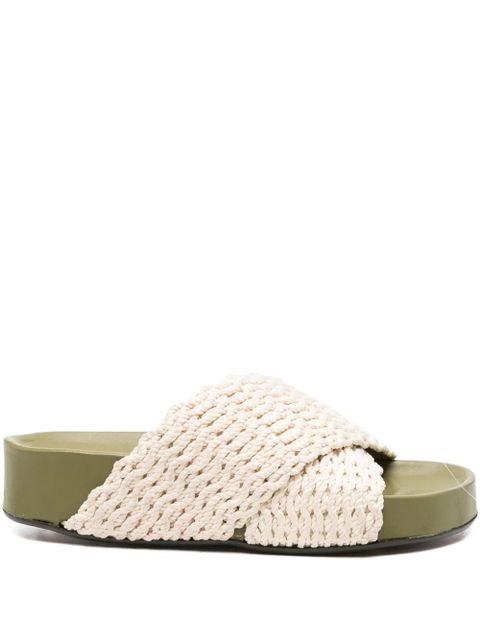 ATP Atelier crossover-strap crochet-knit sandals - White
