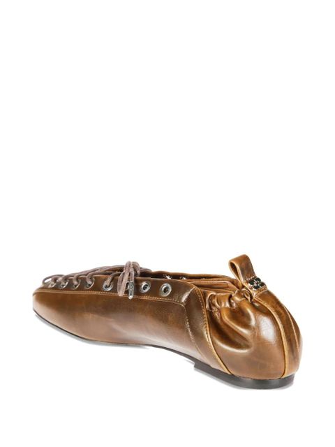 GANNI eyelets lace-up ballet flats - Brown - zdjęcie produktu nr 2