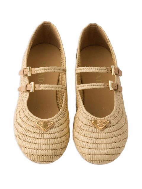 Prada woven ballerina shoes - Neutrals