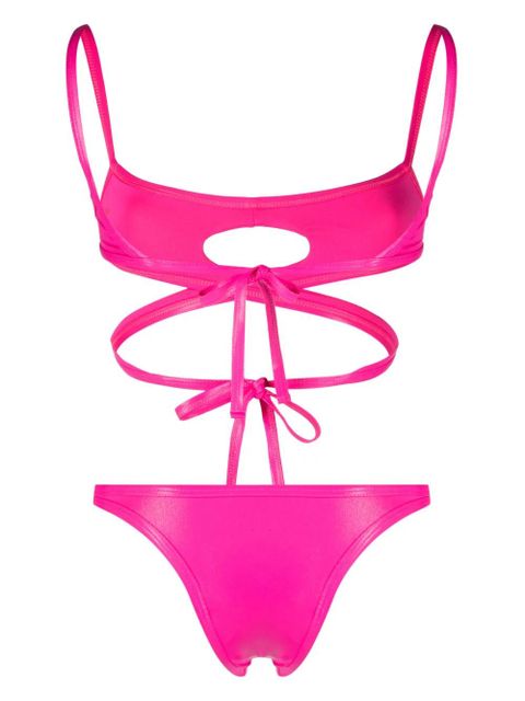 The Attico cut-out wraparound bikini - Pink