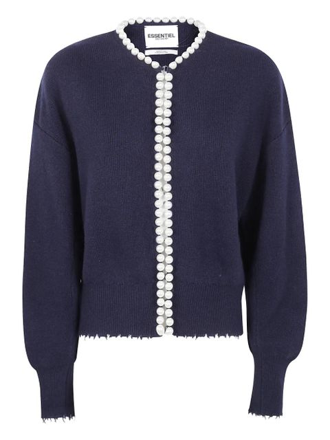Essentiel Antwerp pearl-embellished frayed cardigan - Blue - zdjęcie produktu nr 1