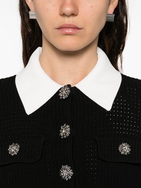 Self-Portrait embellished collared mini dress - Black