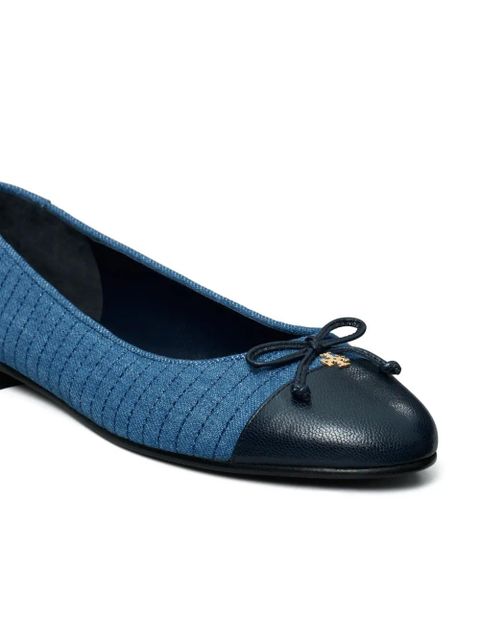 Tory Burch cap-toe quilted ballerina shoes - Blue