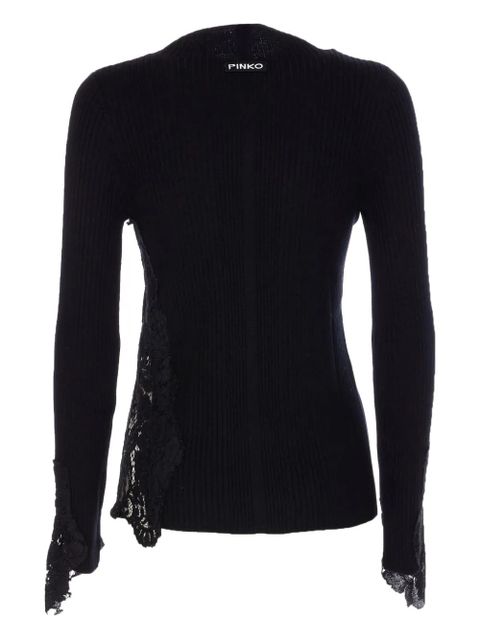 PINKO lace-insert ribbed sweater - Black - zdjęcie produktu nr 2