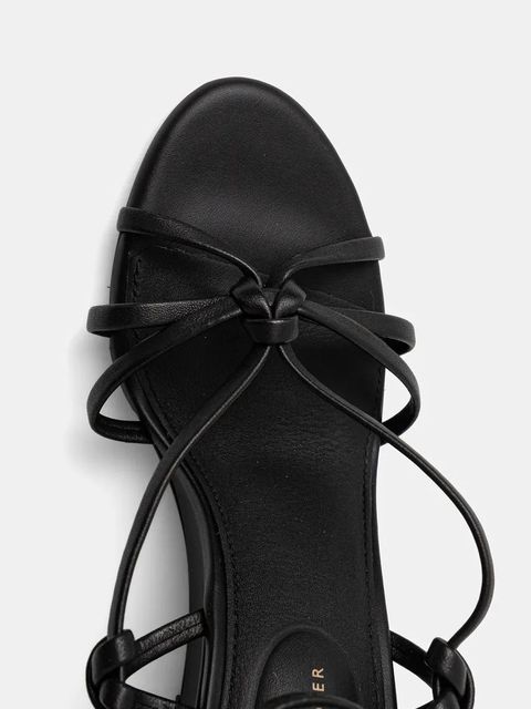 Tommy Hilfiger sandały skórzane LEATHER KNOTS WEDGE SANDAL kolor czarny FW0FW08417