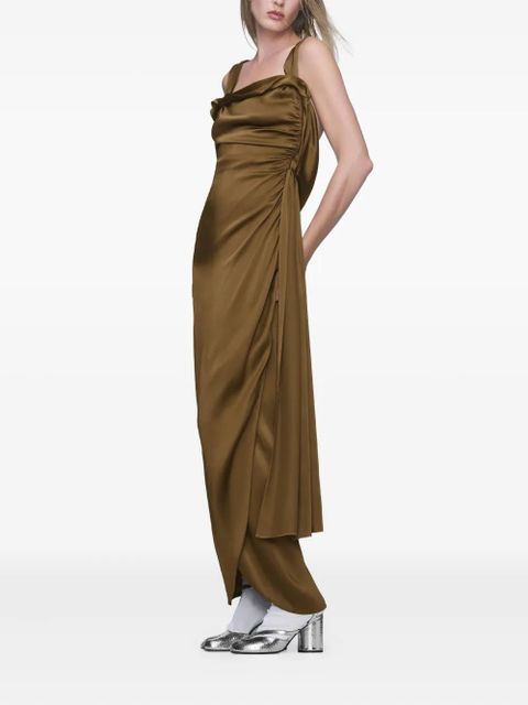 Maison Margiela draped-detail asymmetric gown - Brown
