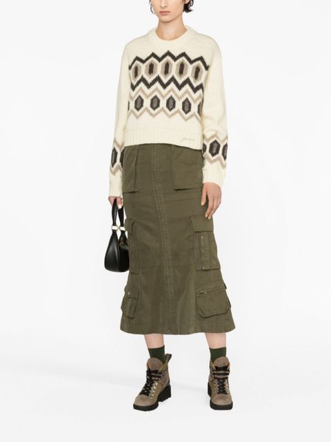 GANNI intarsia-knit wool jumper - Neutrals