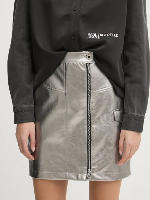 Karl Lagerfeld Jeans spódnica kolor srebrny mini rozkloszowana A1W12013 - zdjęcie produktu nr 1