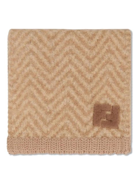 FENDI chevron logo scarf - Brown