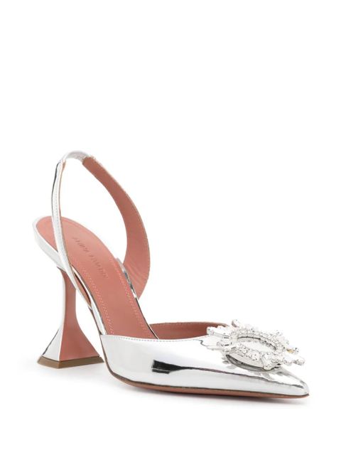 Amina Muaddi Begum 95mm slingback pumps - Silver